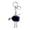 Wrapables Hanging Fashionista Doll Keychain, Crystal Rhinestone Keyring Bag Charm, Navy Pom Pom